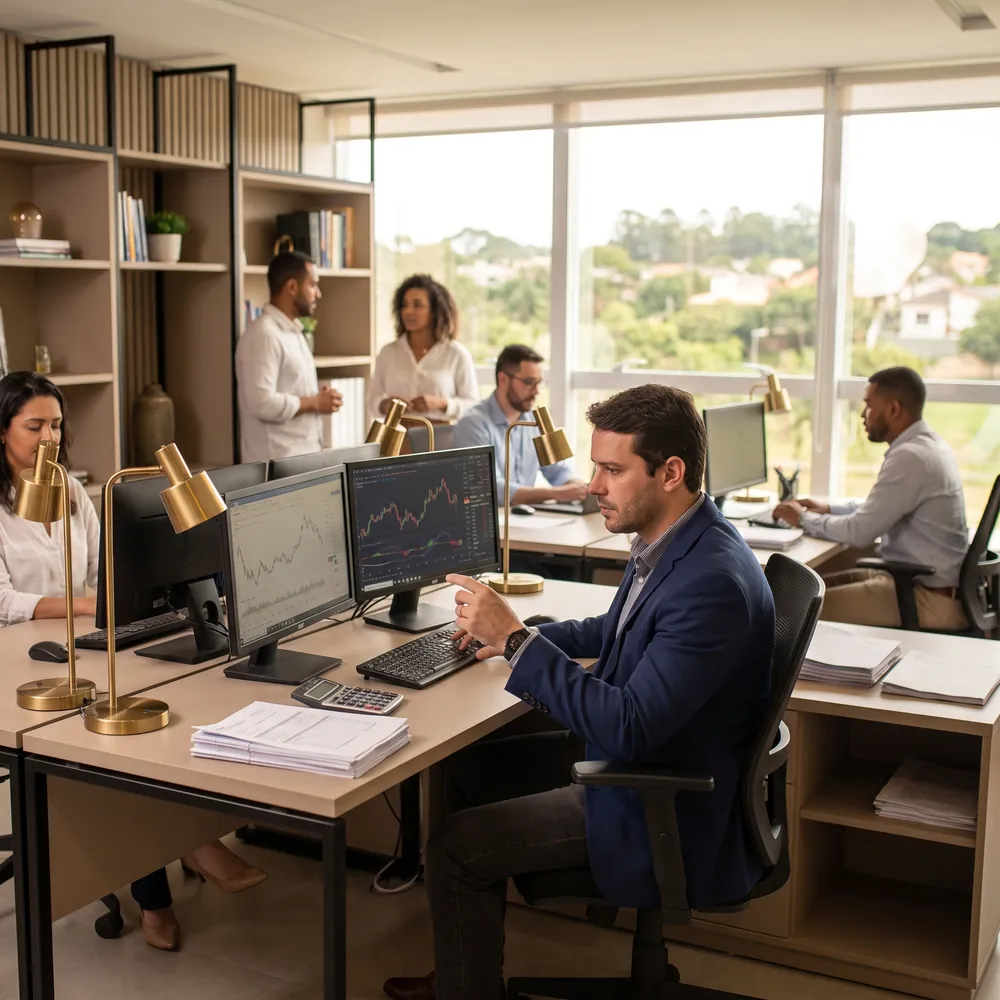 Analista acompanhando o fluxo de caixa no BPO financeiro