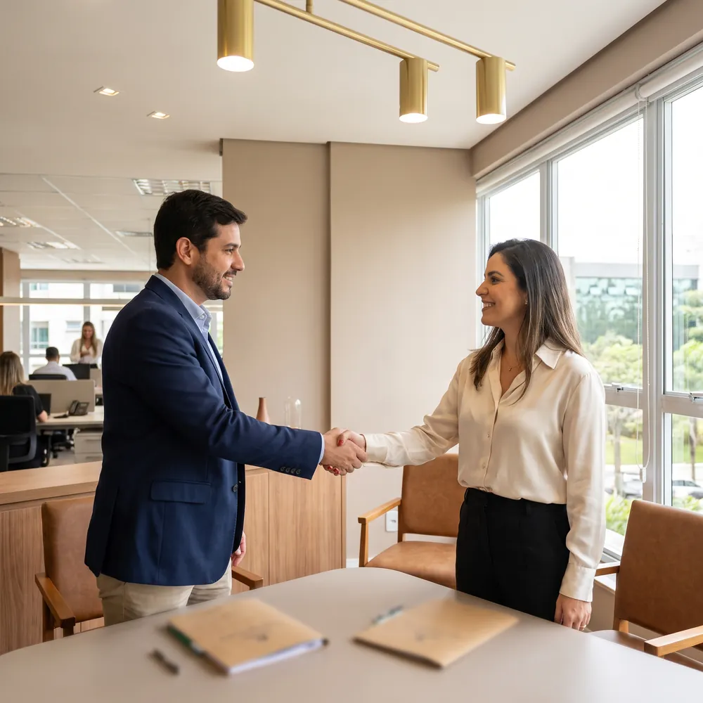 Empresário fechando a troca de contabilidade com a MIRAICORP